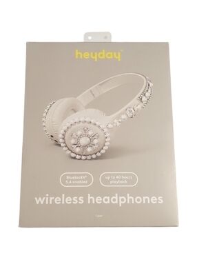 Heyday Cream Bluetooth Wireless Headphones with Pearl & Gem Accents
